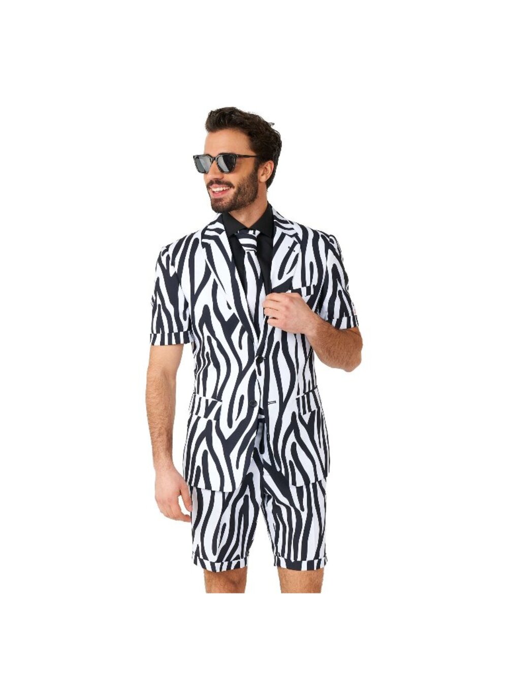 Zesty Zebra  Opposuits 3 Piece Set 44 Blazer Shorts & Tie - Mens  New Costume